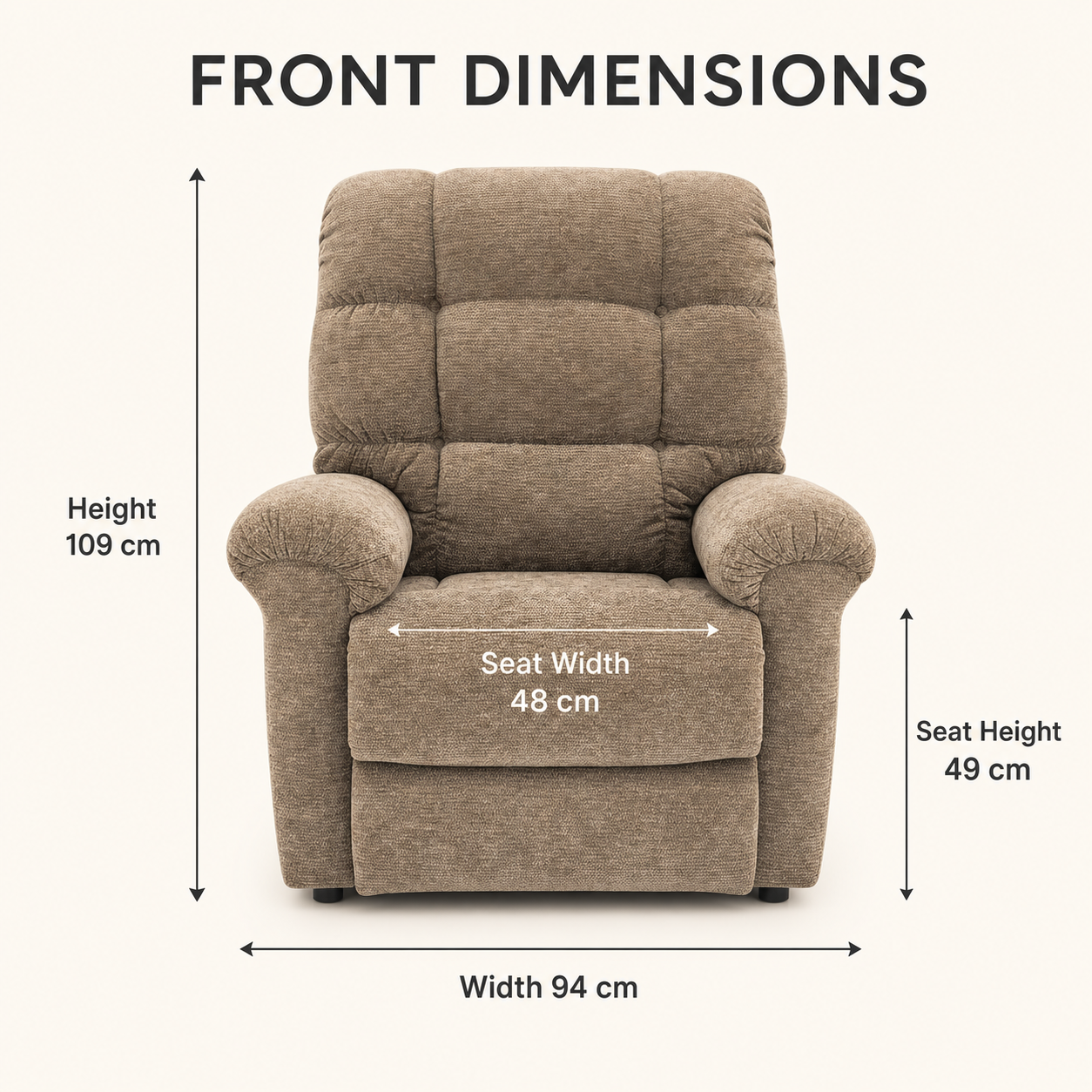 Plush Fabric Recliner Chair with Extendable Footrest and Padded Backrest